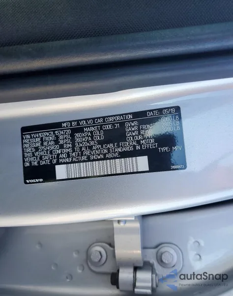 2020 Volvo Xc90 T5 Momentum z USA, uszkodzony, nr VIN YV4102PK2L1534720